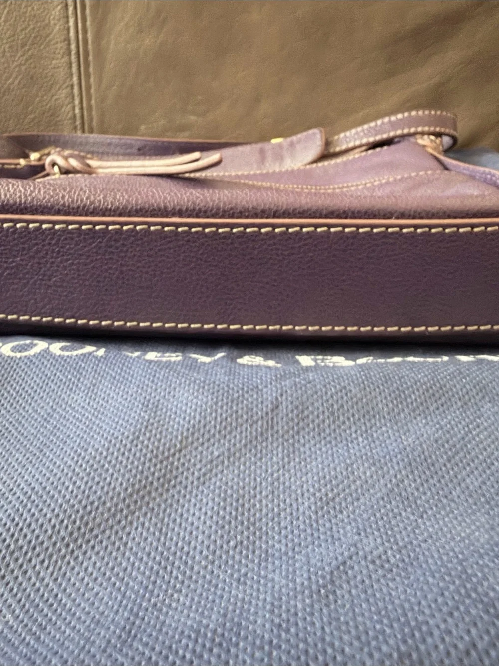 Dooney & Bourke Plum Leather Crossbody Bag with Brass Plaque
